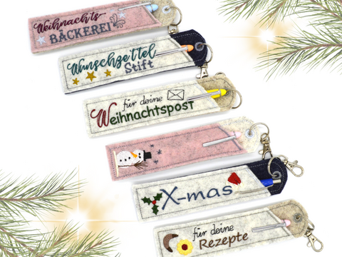 Stickdatei Weihnachten Advent Etuis Stifteetui schmal für einen oder zwei K
