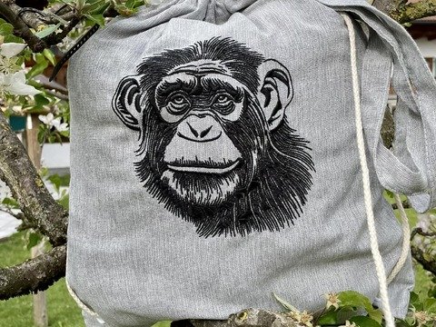 Stickdatei - Schimpanse - Affenkopf - 2 Größen