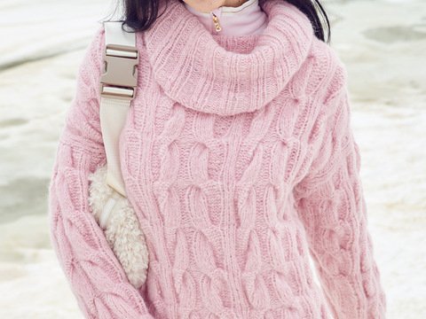 Zopfmusterpulli in Oversize