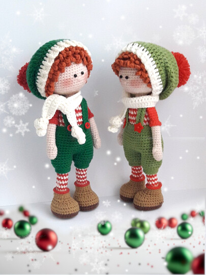 Crochet Amigurumi doll pattern Johnny, the Christmas Elf / Gnome