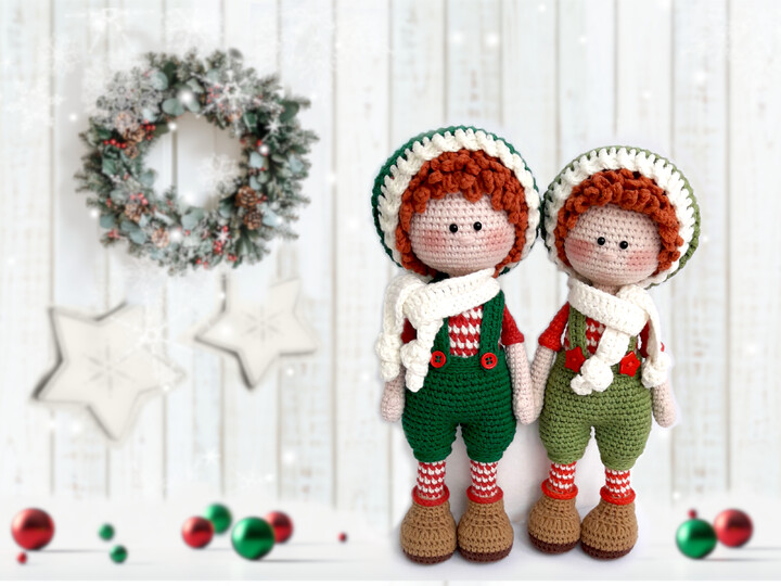 Crochet Amigurumi doll pattern Johnny, the Christmas Elf / Gnome