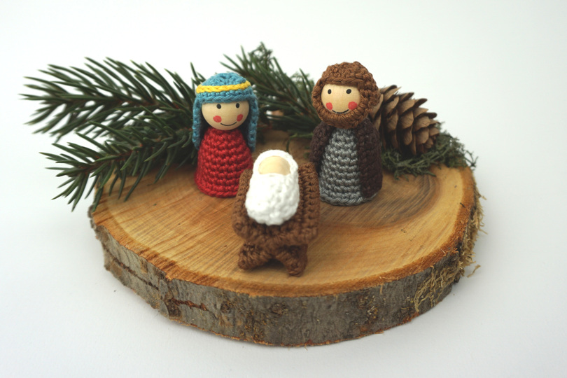 Krippe Maria Josef Jesukind Häkelanleitung