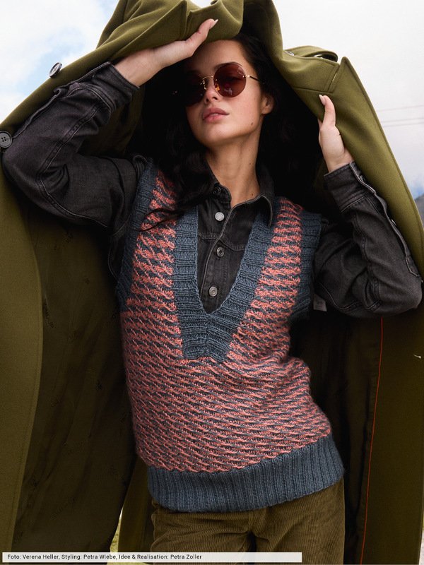 Pullunder im Hebemaschenmuster