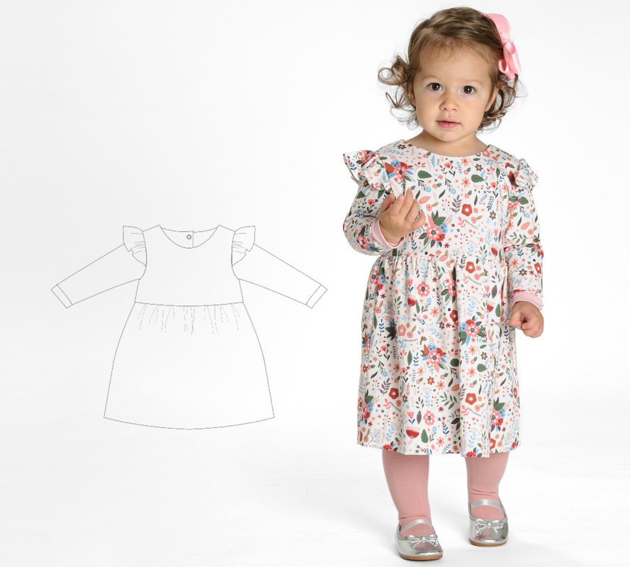 ELLA Schnittmuster Mädchenkleid PDF Nähanleitung mit zwei Variante