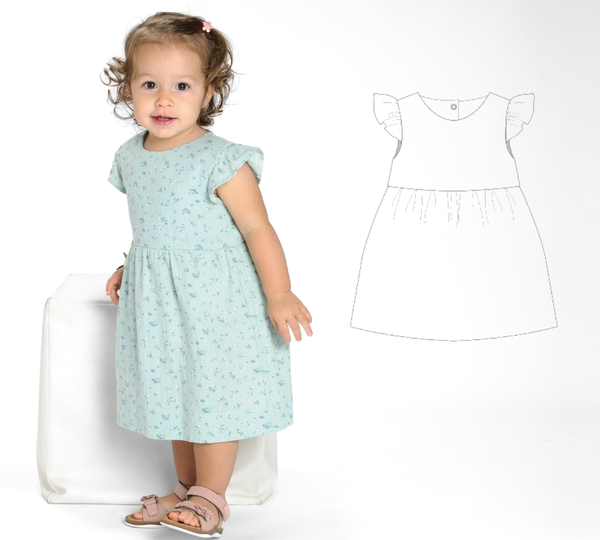 Mädchenkleid ELLA 2-in-1 PDF-Schnittmuster 50/56–98/104