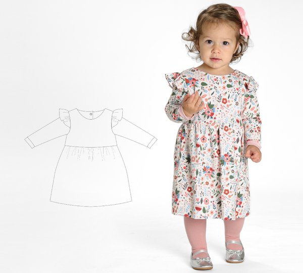 Schnittmuster Mädchenkleid ELLA – 2-in-1 PDF-Anleitung Gr. 50/56–98/104