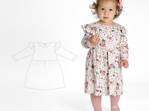 Schnittmuster Mädchenkleid ELLA – 2-in-1 PDF-Anleitung Gr. 50/56–98/104