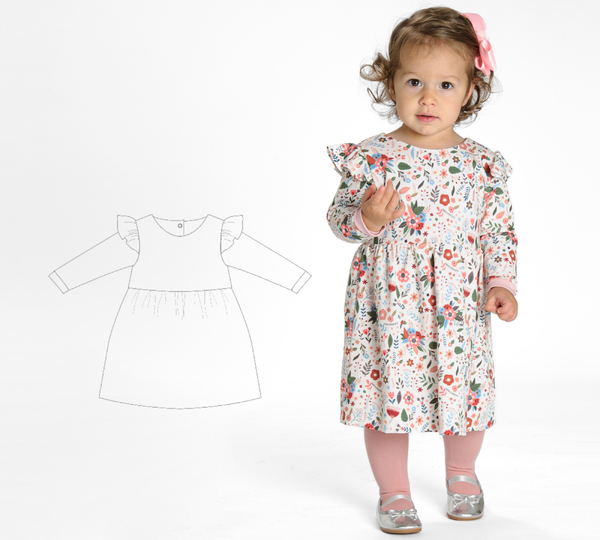 Schnittmuster Mädchenkleid ELLA – 2-in-1 PDF-Anleitung Gr. 50/56–98/104