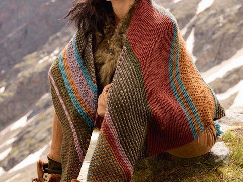 Dreiecktuch im Mustermix mit Quasten