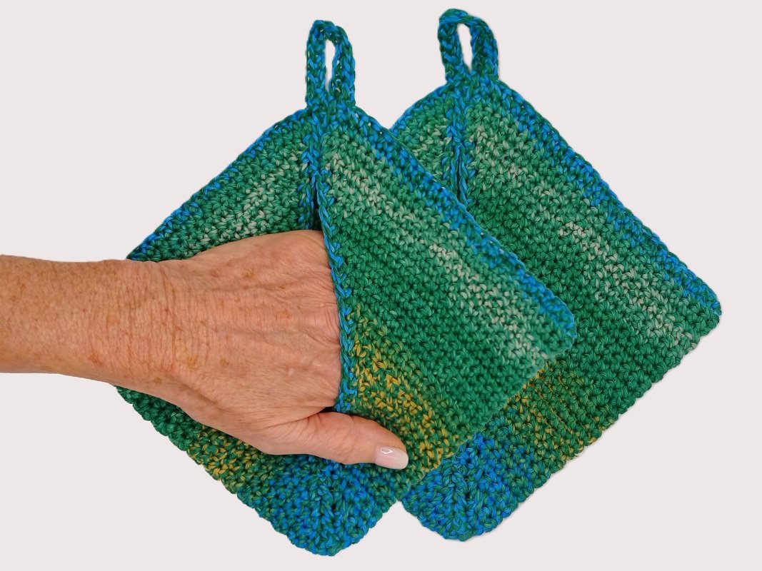 Topflappen Wunder! Zwei in Einem! Ideal für Bobbelreste! Sehr praktisch! - Bild 3