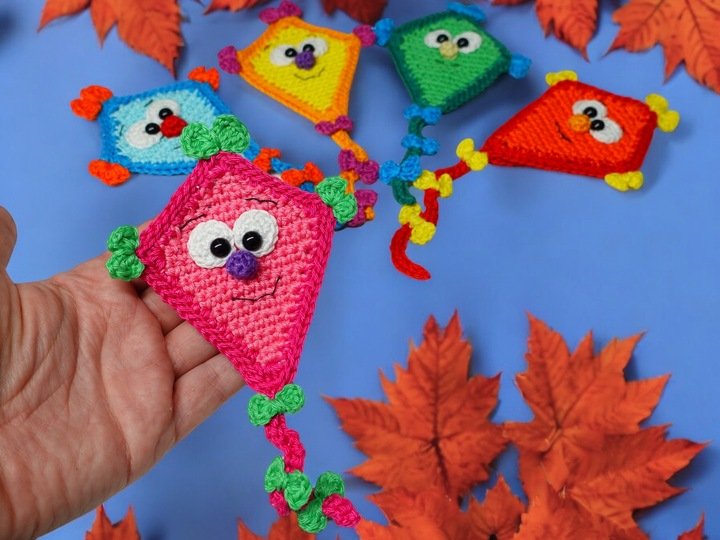 Lustige Herbstdrachen - Häkelanleitung Deko|Blumenstecker