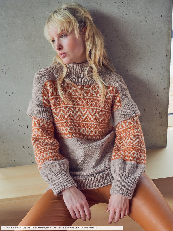 Oversize - Pulli mit Jacquardpasse