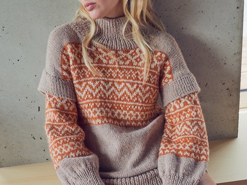 Oversize - Pulli mit Jacquardpasse