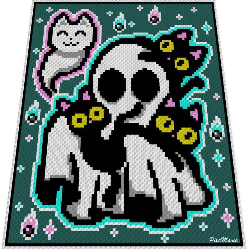Häkelmuster * GHOST &amp; CATS * Grafik für C2C Decke