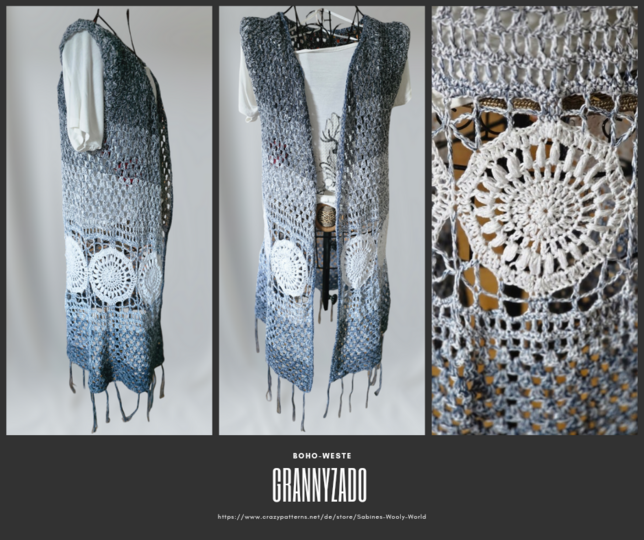 Häkelanleitung für eine Boho-Weste oder Jacke "Grannyzado"