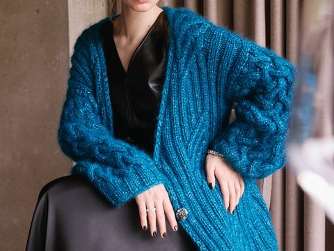 Glitzerjacke mit Rippenstrukturen