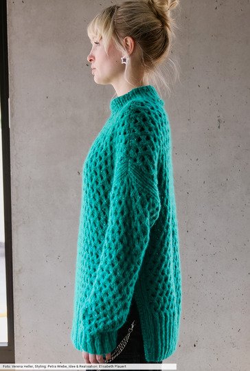 Netzmusterpulli mit Seitenschlitzen