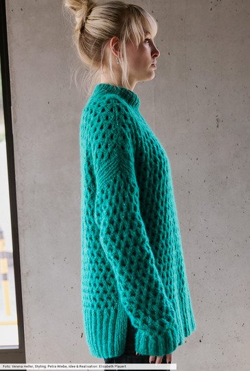 Netzmusterpulli mit Seitenschlitzen