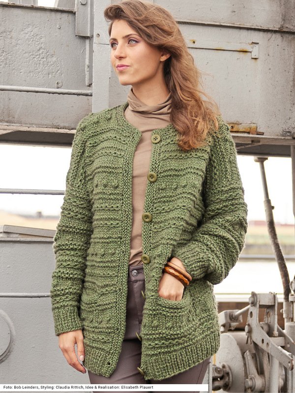 Jacke mit Strukturmuster in Grün