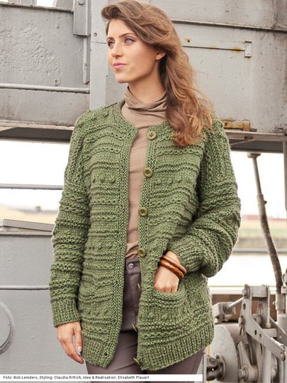 Jacke mit Strukturmuster in Grün