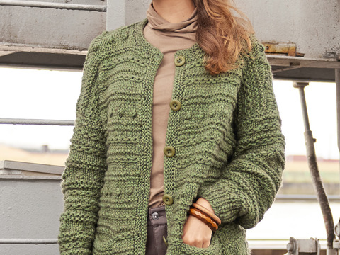 Jacke mit Strukturmuster in Grün