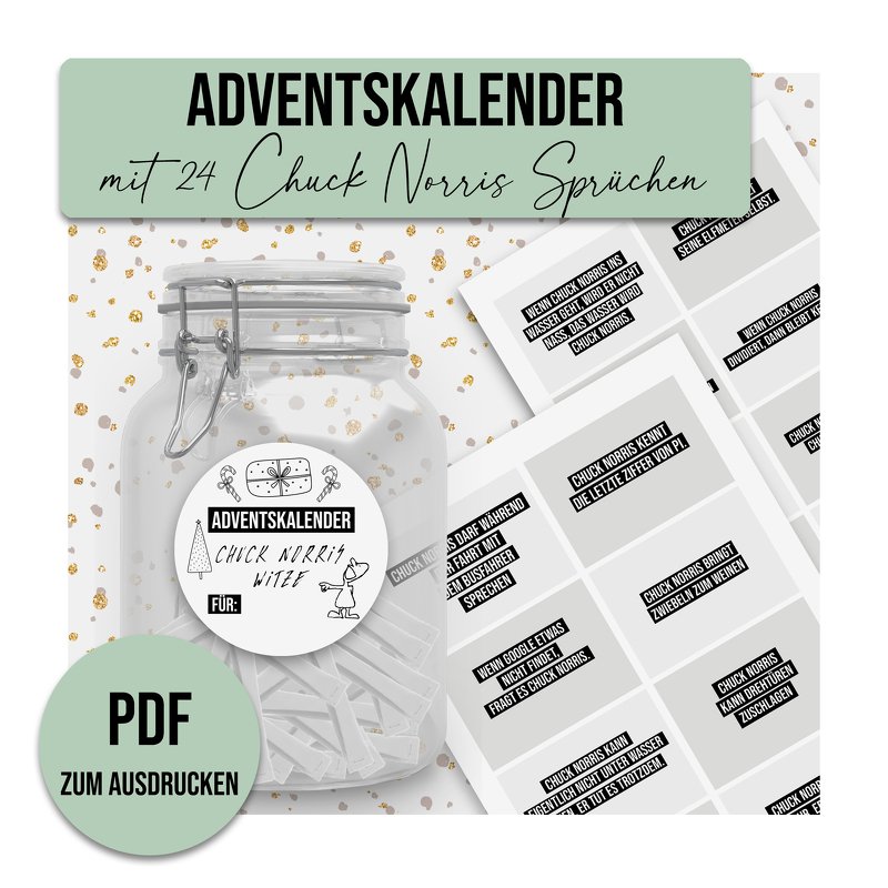 Adventskalender CHUCK NORRIS Adventskalender zum Ausdrucken digitale Datei