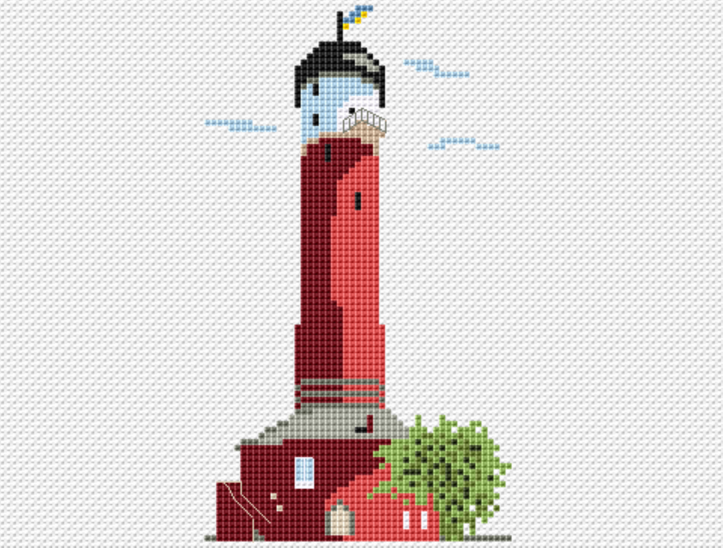 Kreuzstichvorlage Alter Leuchtturm Wangerooge, mittelgroß, als PDF Download
