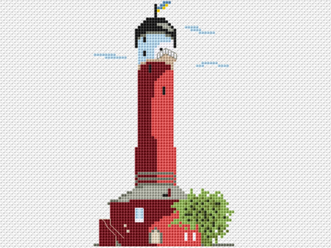 Kreuzstichvorlage Alter Leuchtturm Wangerooge, mittelgroß, als PDF Download