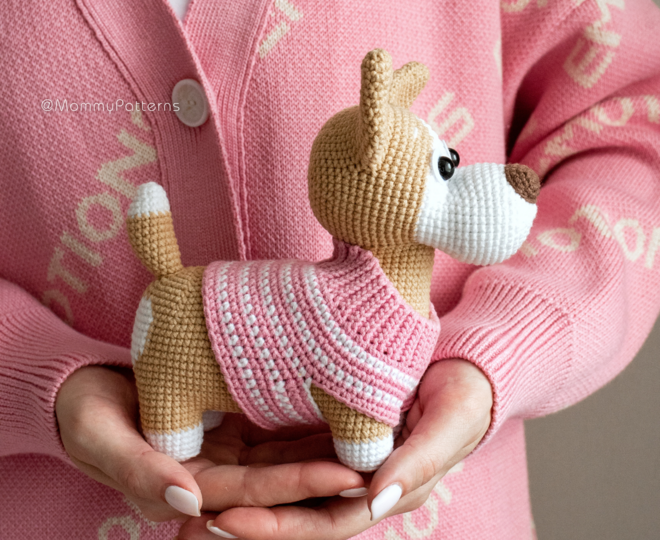 SET of 4 Crochet patterns Dogs: Corgi, Dachshund, Chihuahua and Bruno