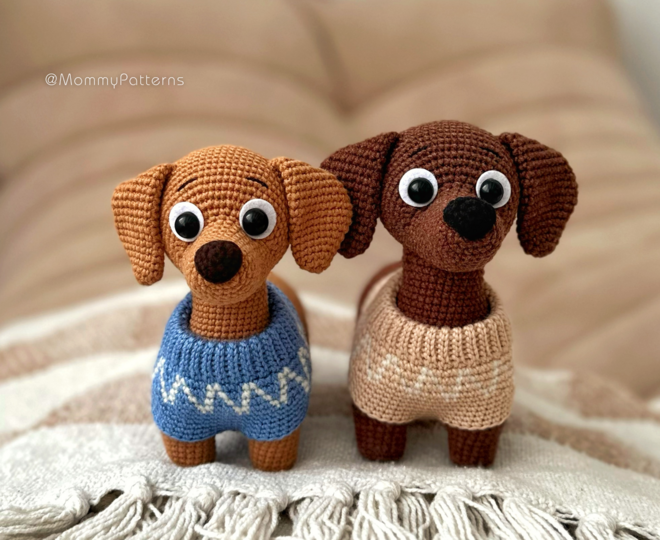 SET of 4 Crochet patterns Dogs: Corgi, Dachshund, Chihuahua and Bruno