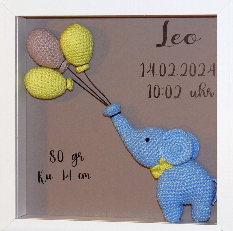 Häkelanleitung Elefant Leo mit Luftballons