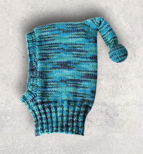 Strickanleitung Schalmütze, Schlupfmütze mit Bommel, ca. 6 - 18 Monate #331