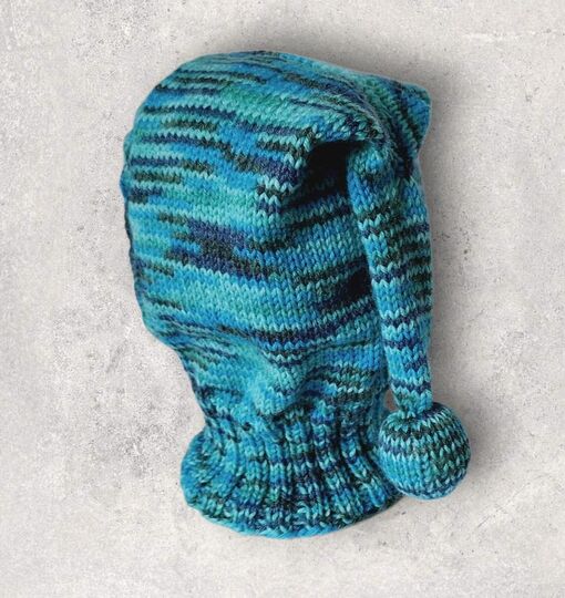 Strickanleitung Schalmütze, Schlupfmütze mit Bommel, ca. 6 - 18 Monate #331