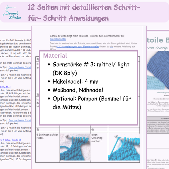 Star Stitch Crochet Hat (0-99 years, 4 sizes)