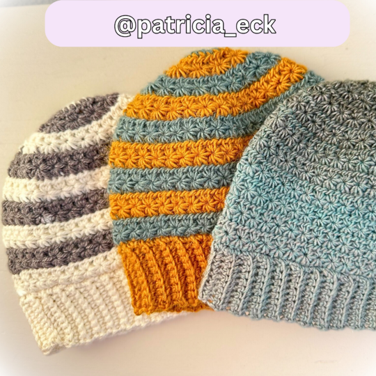 Star Stitch Crochet Hat (0-99 years, 4 sizes)