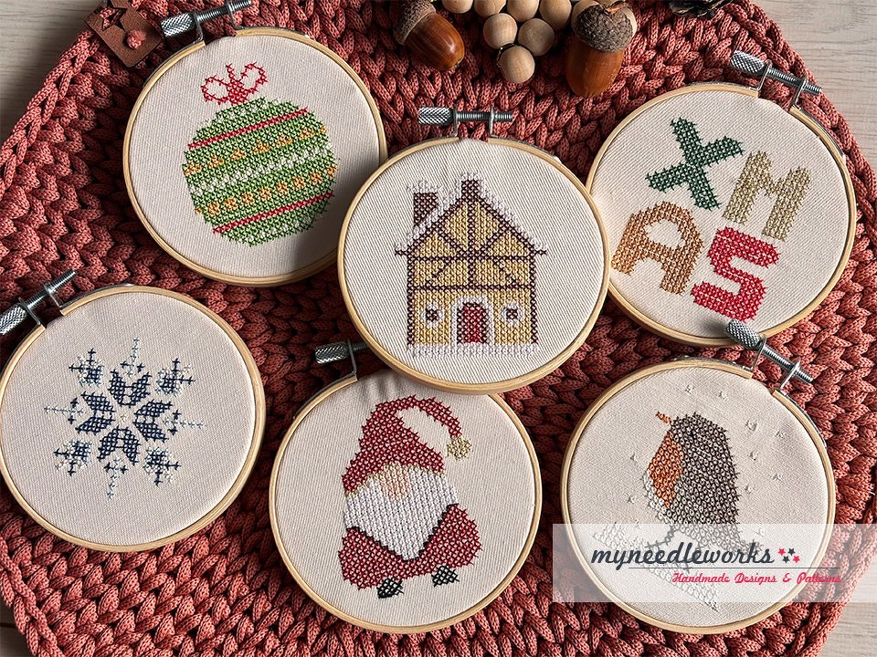 Stickvorlage: Weihnachtsmotive für Miniaturstickrahmen