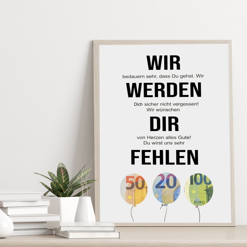 Poster GELDGESCHENK KOLLEGEN Wir werden Dir sehr fehlen DOWNLOAD - Bild 4