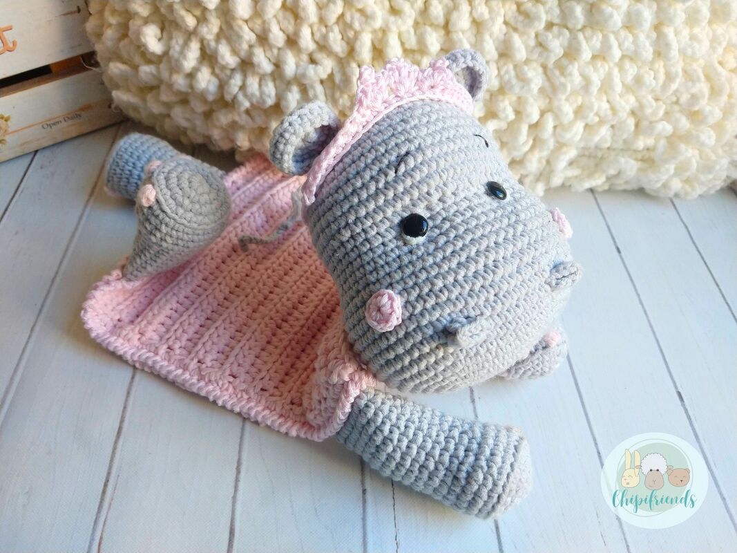 Crochet Pattern, Princess Hippo Security Blanket - Image 2