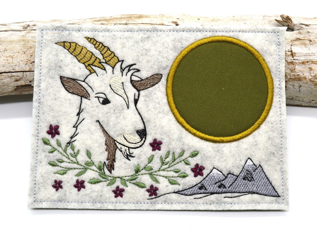 Stickdatei Mugrug Untersetzer Ziege Berge - Bild 2
