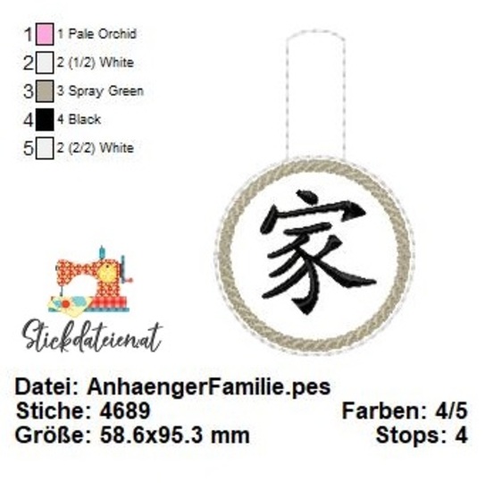 ITH Stickdatei-Set „Chinesische Schriftzeichen", ITH Maschinensticken