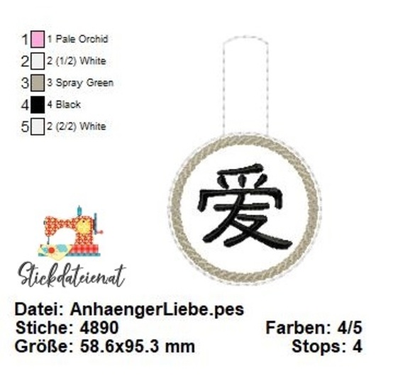 ITH Stickdatei-Set „Chinesische Schriftzeichen", ITH Maschinensticken