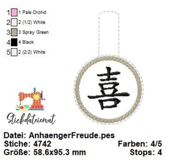 ITH Stickdatei-Set „Chinesische Schriftzeichen", ITH Maschinensticken