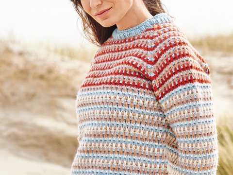 Raglan-Pulli im Hebemaschen- und Rippenmuster