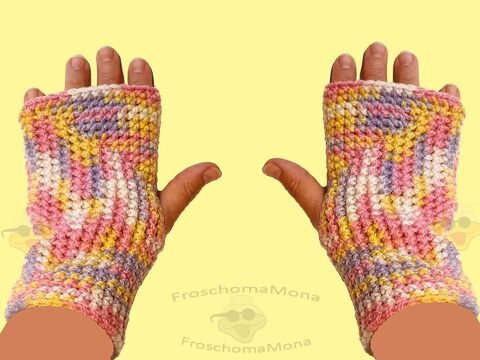 Japanische Handstulpen „Noriaki V“ häkeln Größe 7 oder größer oder kleiner