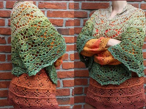 Häkelanleitung Kurzponcho "Green Scott" XS-XXL, RVO