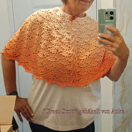 Häkelanleitung Kurzponcho "Green Scott" XS-XXL, RVO