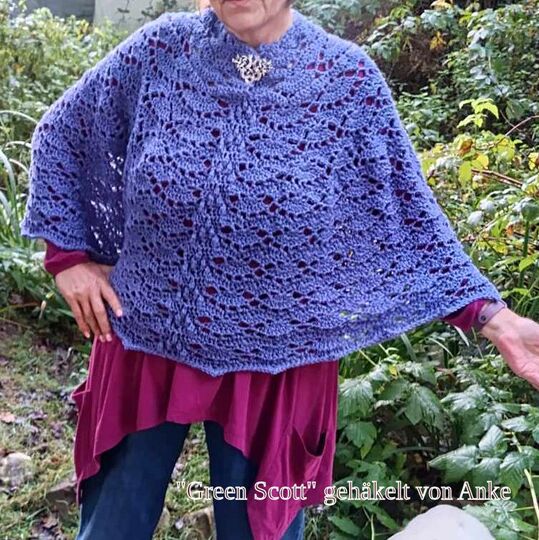 Häkelanleitung Kurzponcho "Green Scott" XS-XXL, RVO