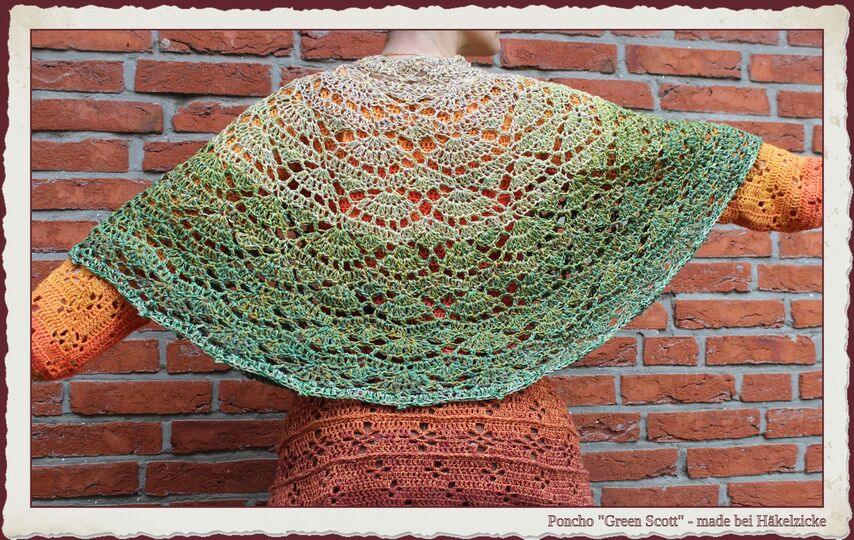 Häkelanleitung Kurzponcho "Green Scott" XS-XXL, RVO