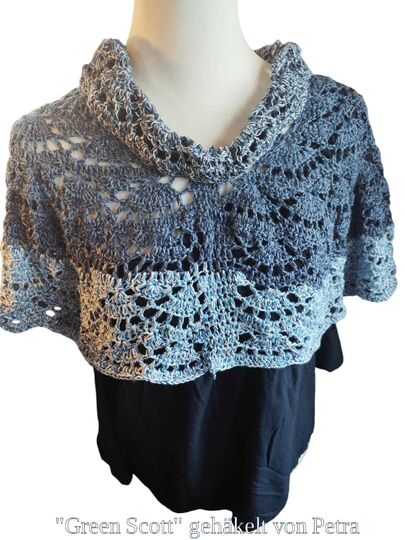 Häkelanleitung Kurzponcho "Green Scott" XS-XXL, RVO