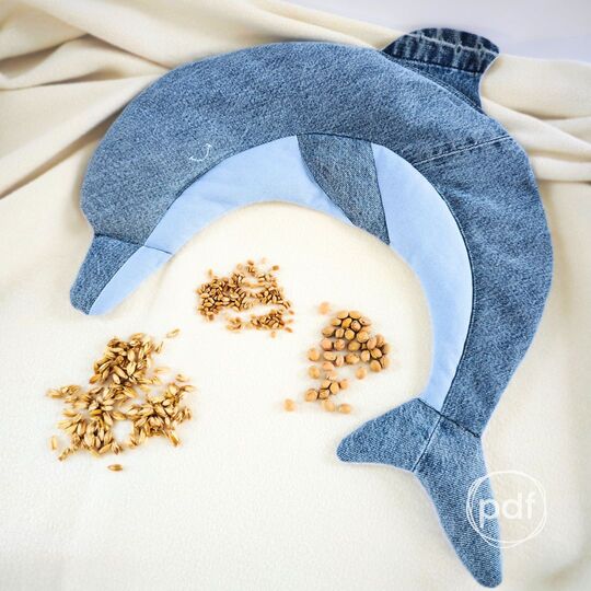 Dolphin neck pillow + heating pad pattern (microwavable rice bag)